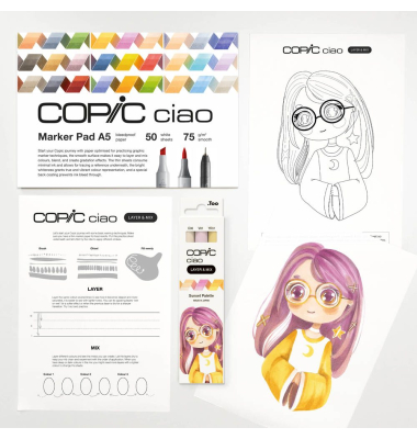 Ciao Sunset Palette Starter Layoutmarker-Set farbsortiert 1,0 + 6,0 mm, 1 Set