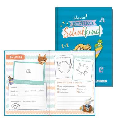 Verlag Freundebuch Endlich Schulkind DIN A5 liniert, blau Hardcover 48 Seiten