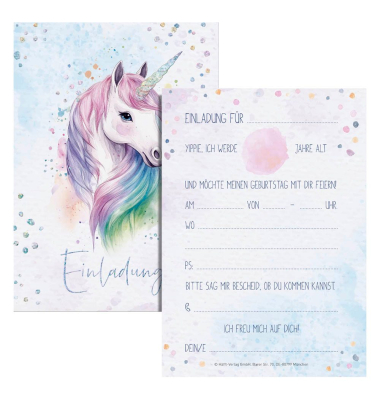 Einladungskarten 10842-6 350g einhorn Karton