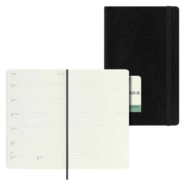 8056999275426 - Moleskine 18 Monate Wochenkalender 2025 2026 L A5 1 Wo = 1 Seite Rechts Linierte Seite Weicher Einband Schwarz