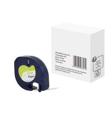 Schriftband WBDMRL91200WT, 12mm x 4m, schwarz/wei&szlig;, kompatibel zu DYMO S0721510