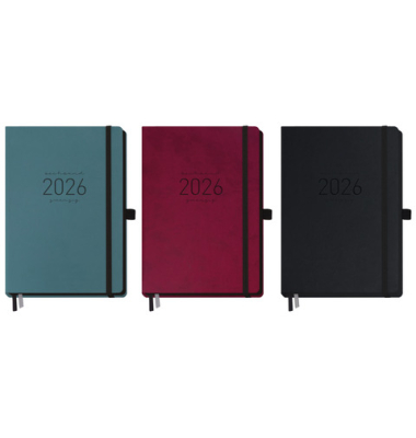 Buchkalender 98887, sortiert, 1 Woche / 2 Seiten (A5), 2026