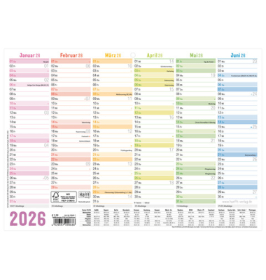 Tafelkalender A4 quer 2026 Rainbow