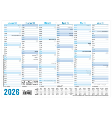 Tafelkalender A4 quer 2026 blau
