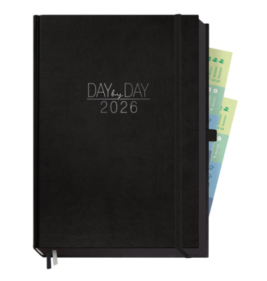 Buchkalender 9938-0, schwarz, 1 Tag / 1 Seite, 21x30cm (A4+), 2026