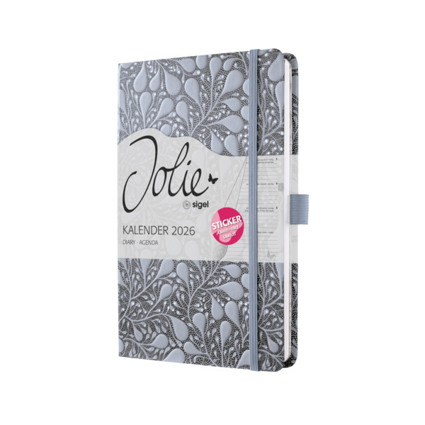 2 Stück Sigel Buchkalender J6361, Jolie, mittelblau, schwarz, 1 Woche / 2 Seiten, 13,5x20,3cm (A5), 2026 4004360773952 Sigel