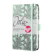 Buchkalender J6360, Jolie, schwarz, hellgr&uuml;n, 1 Woche / 2 Seiten, 9,5x15cm (A6), 2026