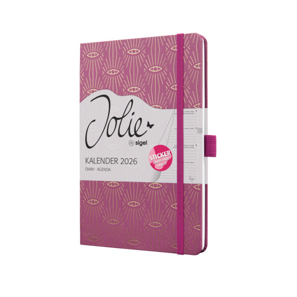 2 Stück Sigel Buchkalender J6357, Jolie, pink, 1 Woche / 2 Seiten, 13,5x20,3cm (A5), 2026 4004360774676 Sigel