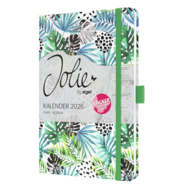 Buchkalender J6355, grün, hellblau, 1 Woche / 2 Seiten, 13,5x20,3cm (A5), 2026