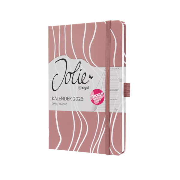 2 Stück Sigel Buchkalender J6351, Jolie, rosé, 1 Woche / 2 Seiten, 13,5x20,3cm (A5), 2026 4004360774768 Sigel