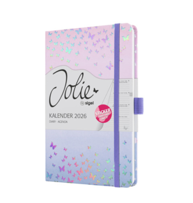 Buchkalender J6347, Jolie, violett, rosa, 1 Woche / 2 Seiten, 13,5x20,3cm (A5), 2026