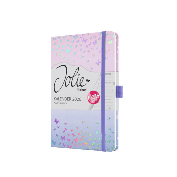2 Stück Sigel Buchkalender J6347, violett, rosa, 1 Woche / 2 Seiten, 13,5x20,3cm (A5) 4004360774829 Sigel