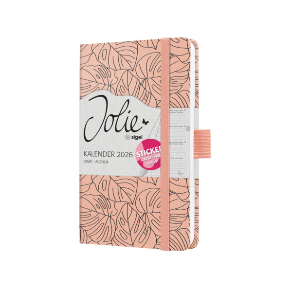 2 Stück Sigel Buchkalender J6352, rosé, schwarz, 1 Woche / 2 Seiten, 9,5x15cm (A6) 4004360775093 Sigel