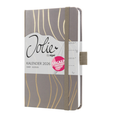 Buchkalender J6350, Jolie, braun, 1 Woche / 2 Seiten, 9,5x15cm (A6), 2026