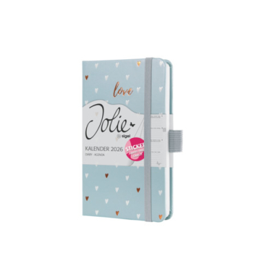 Buchkalender J6334, Jolie, grau, 1 Woche / 2 Seiten, 9,5x15cm (A6), 2026