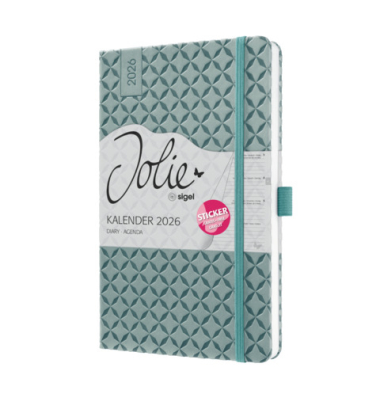 Buchkalender J6133, Jolie, mittelblau, 1 Woche / 2 Seiten, 13,5x20,3cm (A5), 2026