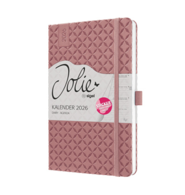 Buchkalender J6129, Jolie, dunkelrot, 1 Woche / 2 Seiten, 13,5x20,3cm (A5), 2027