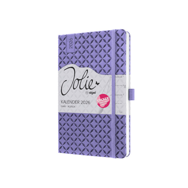2 Stück Sigel Buchkalender J6125, lila, 1 Woche / 2 Seiten, 13,5x20,3cm (A5) 4004360775697 Sigel