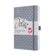 Buchkalender J6121, Jolie, hellgrau, 1 Woche / 2 Seiten, 13,5x20,3cm (A5), 2026