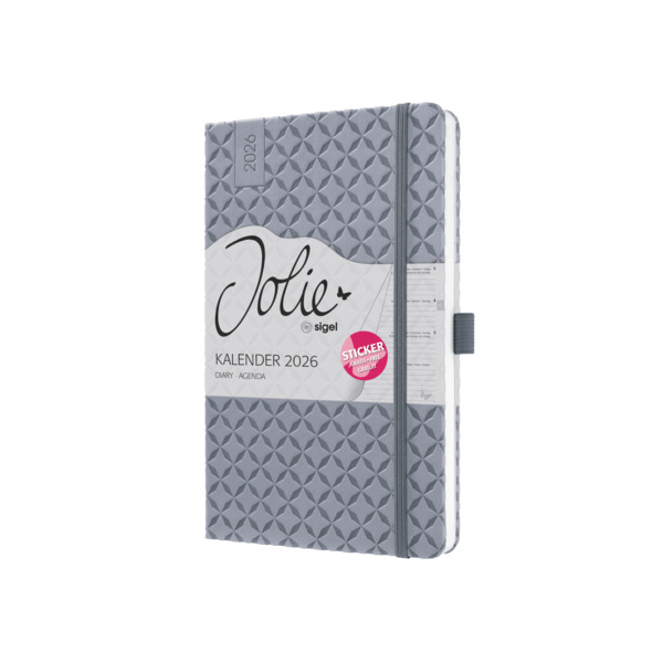 2 Stück Sigel Buchkalender J6121, hellgrau, 1 Woche / 2 Seiten, 13,5x20,3cm (A5) 4004360775758 Sigel