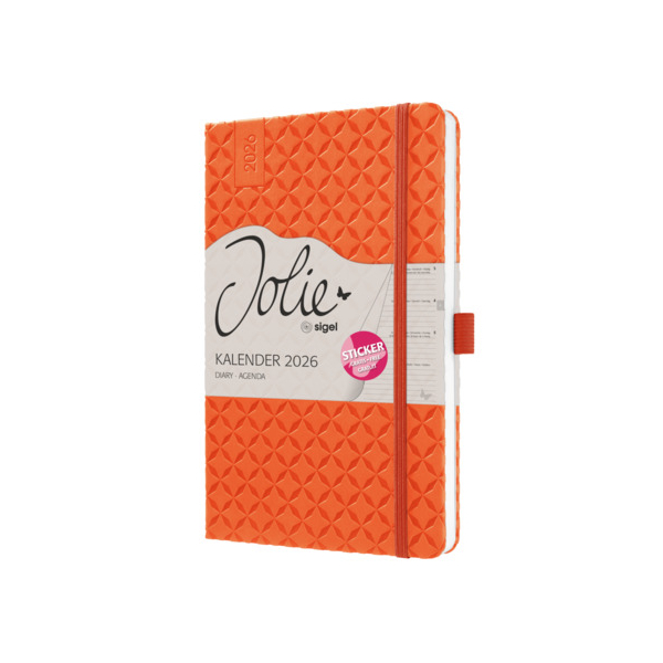 2 Stück Sigel Buchkalender J6119, orange, 1 Woche / 2 Seiten, 13,5x20,3cm (A5) 4004360775789 Sigel