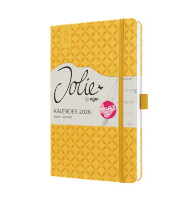 Buchkalender J6117, gelb, 1 Woche / 2 Seiten, 13,5x20,3cm (A5), 2026