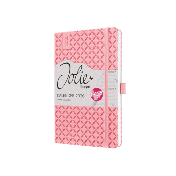 2 Stück Sigel Buchkalender J6111, rosa, 1 Woche / 2 Seiten, 13,5x20,3cm (A5) 4004360775871 Sigel