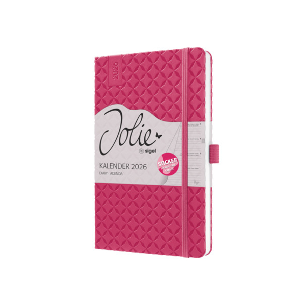 2 Stück Sigel Buchkalender J6105, pink, 1 Woche / 2 Seiten, 13,5x20,3cm (A5) 4004360775901 Sigel