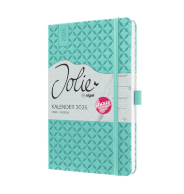 Buchkalender J6103, Jolie, petrolblau, 1 Woche / 2 Seiten, 13,5x20,3cm (A5), 2027