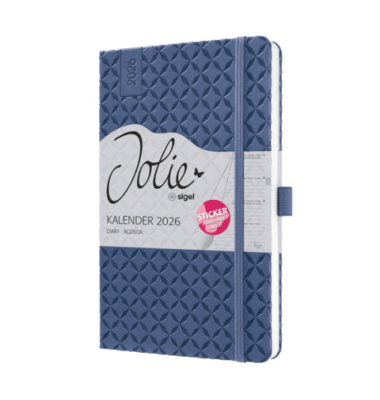 Buchkalender J6101, blau, 1 Woche / 2 Seiten, 13,5x20,3cm (A5), 2026