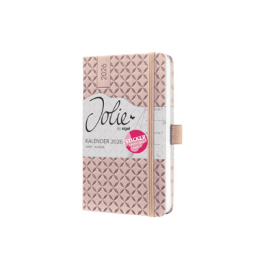 Buchkalender J6130, rosé, 1 Woche / 2 Seiten, 9,5x15cm (A6), 2026