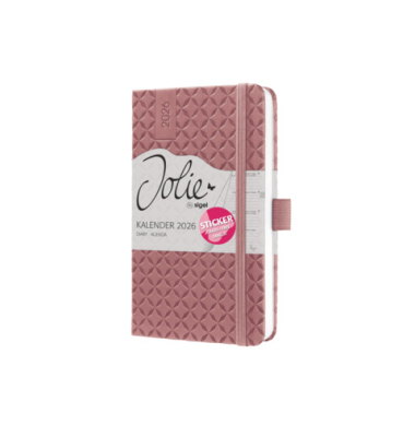 Buchkalender J6128, Jolie, dunkelrot, 1 Woche / 2 Seiten, 9,5x15cm (A6), 2027