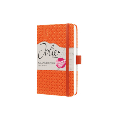 Buchkalender J6118, Jolie, orange, 1 Woche / 2 Seiten, 9,5x15cm (A6), 2026