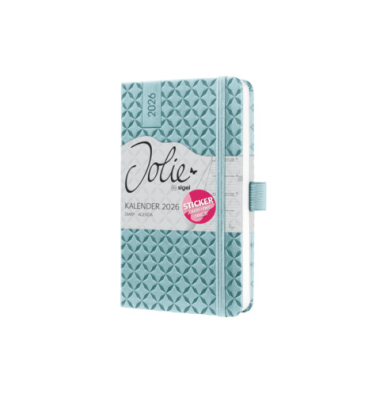 Buchkalender J6112, Jolie, hellblau, 1 Woche / 2 Seiten, 9,5x15cm (A6), 2026