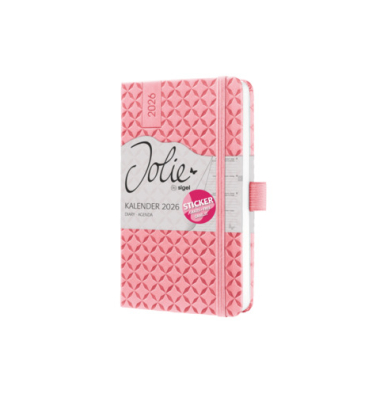 Buchkalender J6110, rosa, 1 Woche / 2 Seiten, 9,5x15cm (A6), 2026