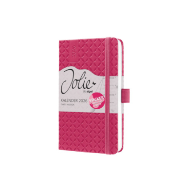Buchkalender J6104, pink, 1 Woche / 2 Seiten, 9,5x15cm (A6), 2026