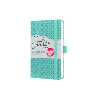 Buchkalender J6102, Jolie, petrolgr&uuml;n, 1 Woche / 2 Seiten, 9,5x15cm (A6), 2026