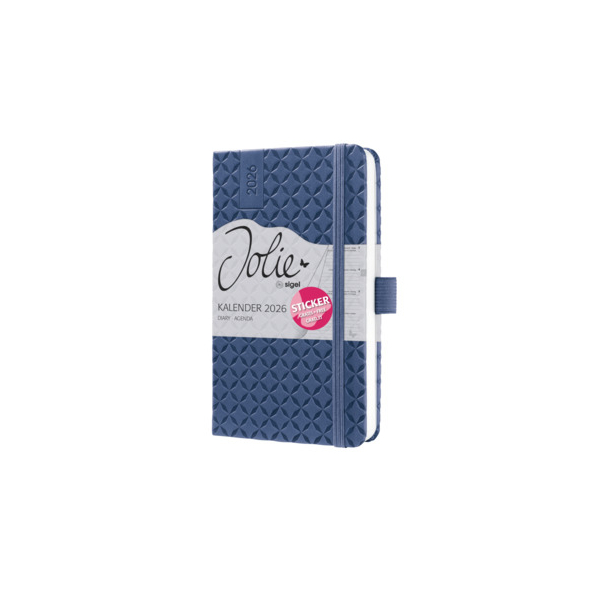 2 Stück Sigel Buchkalender J6100, Jolie, blau, 1 Woche / 2 Seiten, 9,5x15cm (A6), 2026 4004360776403 Sigel