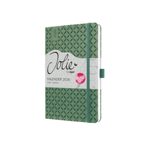 2 Stück Sigel Buchkalender J6135, grün, 1 Woche / 2 Seiten, 13,5x20,3cm (A5) 4004360776571 Sigel
