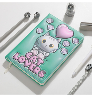 Notizbuch 3D Cats weißgrün