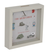 Spardose Kasten (mittel) 746105 , "F&uuml;r Abenteurer, viel Spa&szlig; beim Ausgeben!"