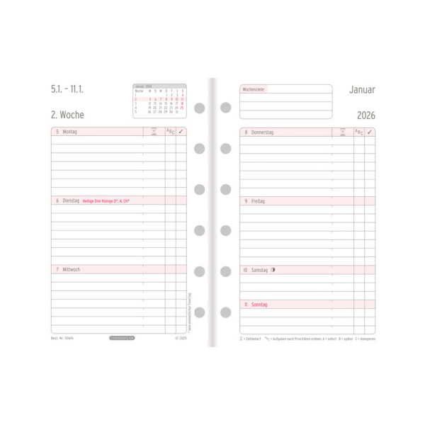 4004182088586 - Kalendereinlage 50616 in Zeilen eine Woche   zwei Seiten  (Mini (79x125cm)) 4004182088586 Chronoplan