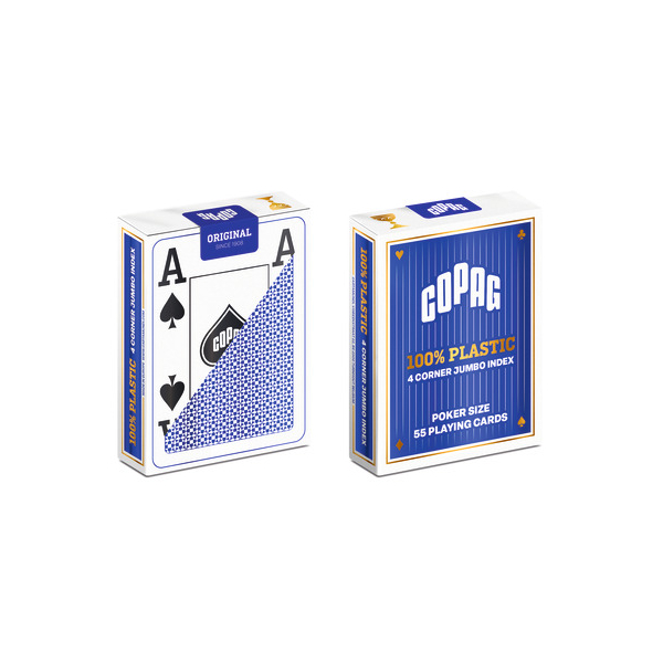 Cartamundi 22564059 - Plastik Poker - Jumbo Index mit 4 Eckzeichen, blau/bunt