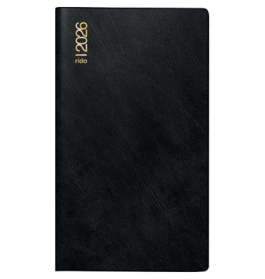 Taschenkalender 70-45 432 906, schwarz, 1 Monat / 2 Seiten, 8,7x15,3cm, 2026