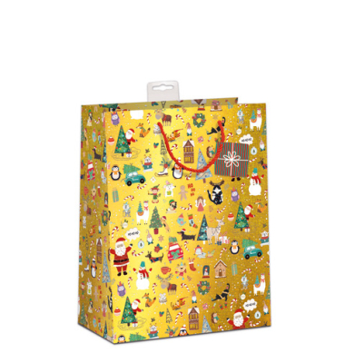 Geschenktasche 7522-2511-L, Weihnachten, mit Tragekordel / Geschenkanh&auml;nger, Kind, 32cm x 26cm