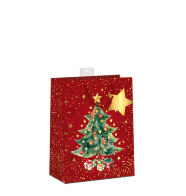 Weihn.Geschenktragetasche Baum rot
