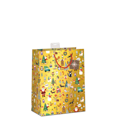 Weihn.Geschenktragetasche Kind gold