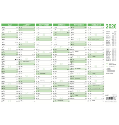 Tischkalender 2026 A5 quer grün