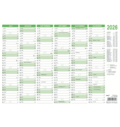 Plakatkalender 2912/26, 6 Monate / 1 Seite, 21x29,7cm (A4 quer), 2026