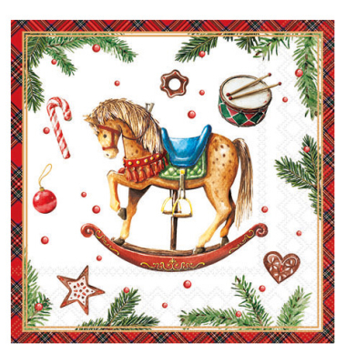 Weihn.Motivserviette 25x25cm Schaukelpf